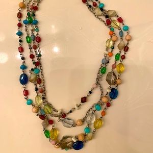 Vintage multi color multi strand beaded necklace